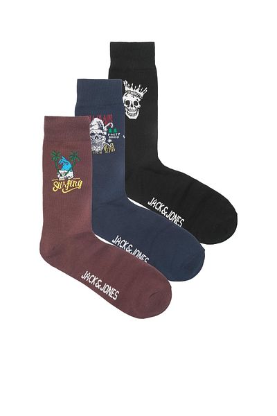 Jack & Jones جوارب جاك جونز هيرون جمجمة Giftbox للرجال جوارب سوداء 12224035-02