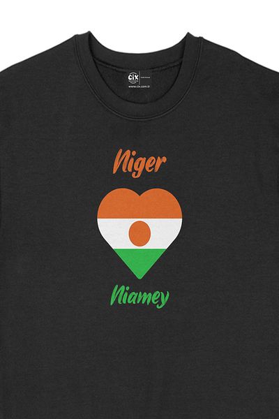 Cix Hanorac negru Niamey Niger Flag Heart Heart