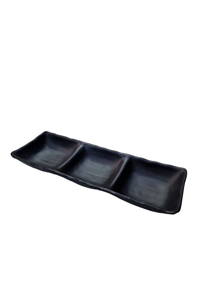 Matar Endüstriyel Mutfak Ekipmanları Külsan Melamin Terra Triple Snack Bowl Sauce Bowl Black 25326 Bl