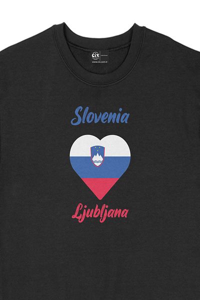 Cix Hanorac negru Ljubljana Slovenia Flag Heart Heart