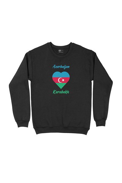 Cix Hanorac negru cu inimă cu steag Karabakh Azerbaidjan