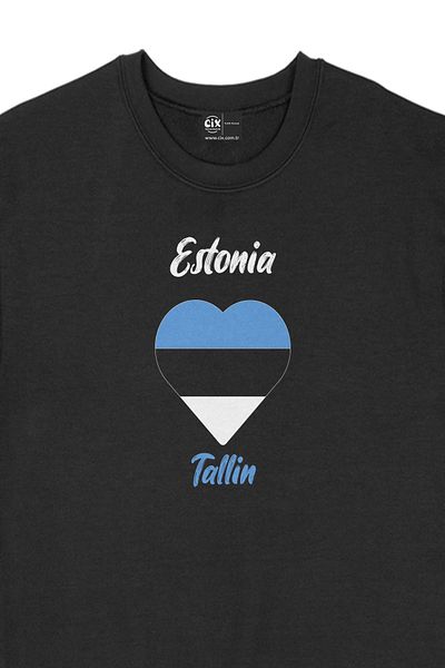 Cix Hanorac negru cu inimă - Steagul Talin Estonia
