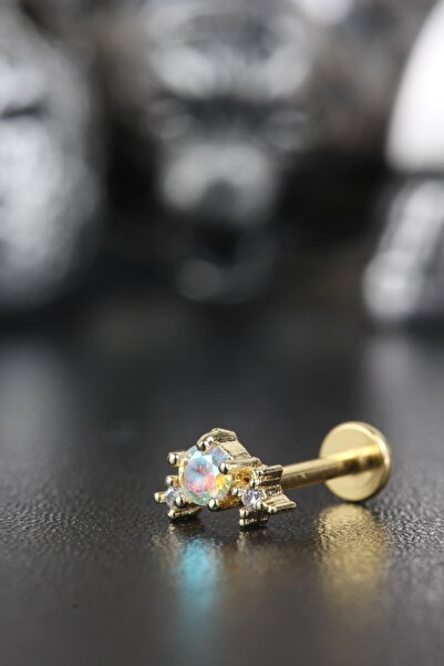 Valhalla 316l Cerrahi Çelik Kıkırdak Tragus Helix Zirkon Taş Labret Renkli Ta...