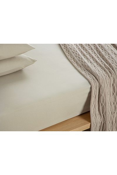 English Home Novella Premium Beige Double Soft Cotton Bed Sheet - Tkm 160x200 Cm, Elastic