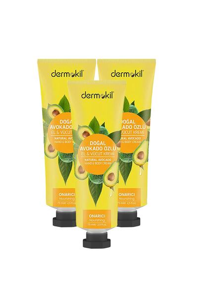 Dermokil 75 ml Avocado Extract Hand and Body Cream - 3 Pieces