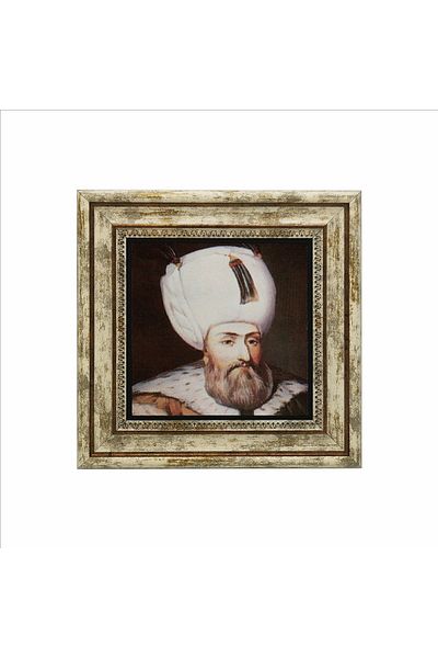 Sadrazam Kanuni Sultan Suleiman (desen portret, 1560') Pictură imprimată cu piatră naturală (25cmx25cm) (krt-092)
