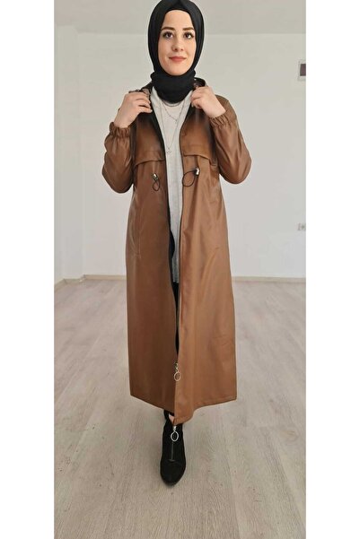 RABİA STORE Leopar Desenli Deri Trençkot