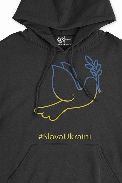 Cix Hanorac negru cu logo Slava Ucraina