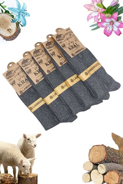 Limon Socks Winter Lambswool Wool Socks (5 Pairs) Thick Socks with Thermal Features (Lamb Wool) for Men