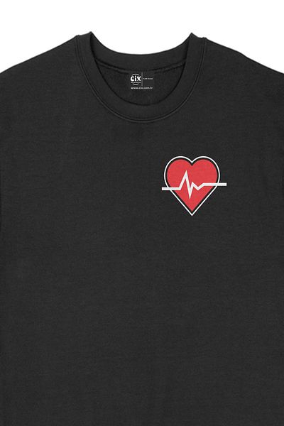 Cix Μαύρο φούτερ Heart Rhythm Design