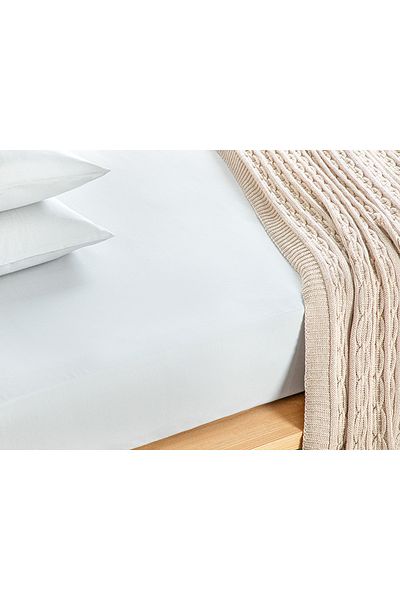 English Home Novella Premium Soft Cotton - Διπλό Λευκό Σεντόνι, Ελαστικό - Tkm 160x200 cm