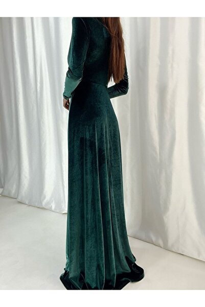 Secret Passion Lingerie Βελούδινο ύφασμα με διπλό στήθος με λαιμόκοψη και μακρυμάνικο βραδινό φόρεμα και φόρεμα αποφοίτησης 581949 725