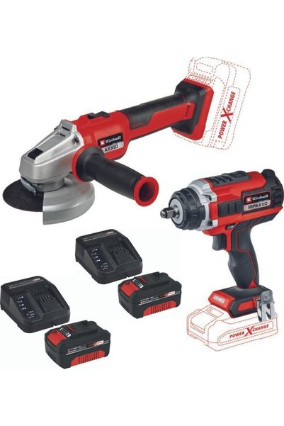 Einhell Axxio 18/115 Q Avuç Taşlama Impaxxo 18/400 Somun Sıkma 2x4.0ah Kömürsüz Set