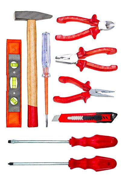 MOONSHOP 3lü Pense 4lü Tornavida Su Terazisi Çekiç