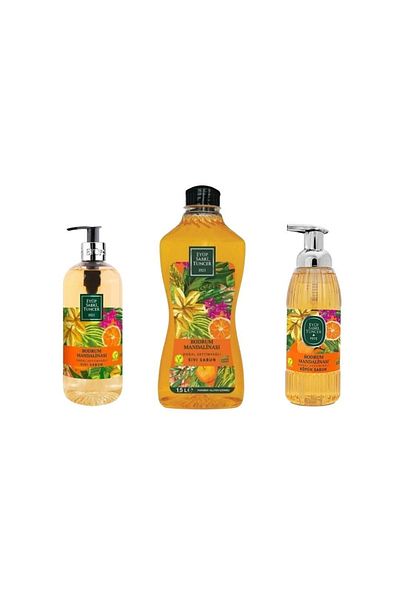 Eyüp Sabri Tuncer Bodrum Tangerine Liquid Soap 1.5 l + Liquid Soap 500ml + 500ml Olive Oil Foam Soap