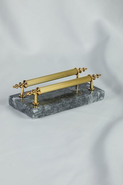 MERALP Napkin Holder Cappadocia Gold Real Marble, Metal Profile Handle