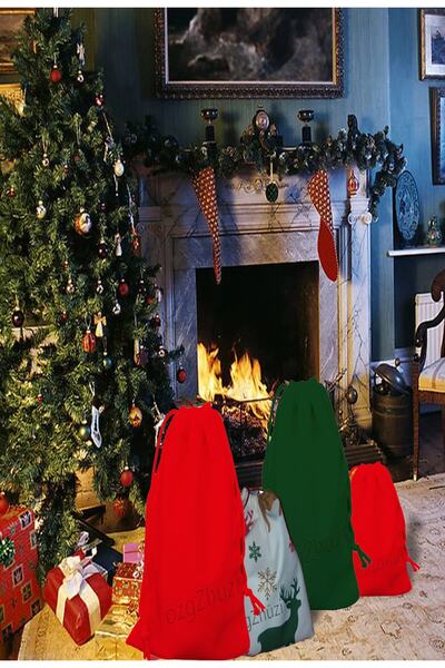 perlina home Yılbaşı Hediye Kesesi Yeşil (en X Boy)