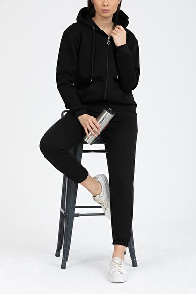 Deafox Σετ αθλητικής φόρμας με μαύρη κουκούλα με τρεις κλωστές