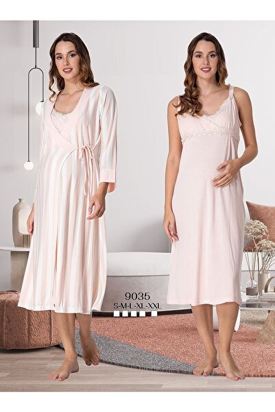 Puerpera Effortt Kadın Lohusa Hamile Sabahlıklı Gecelik Takım 9035