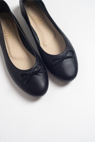 LuviShoes 01 Balerina de damă din piele naturală cu piele neagră
