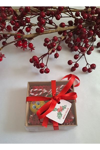 SOUL BY A&B Hand Knitted Christmas Gift Pouch Tree Ornament Emoji Lucky Pouch Red Boxed Gift Hydrellez Pouch
