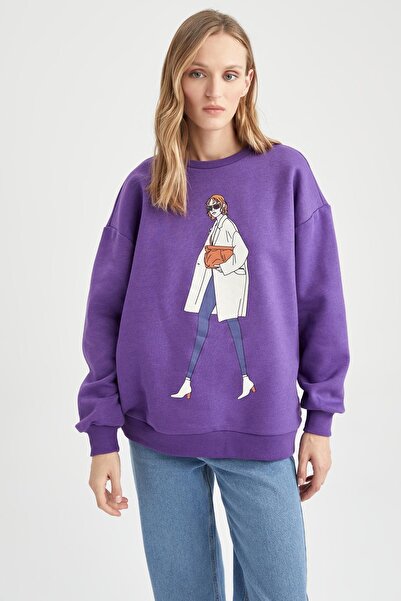 DeFacto Hanorac oversize imprimat cu gâtul crew Z1499az22au