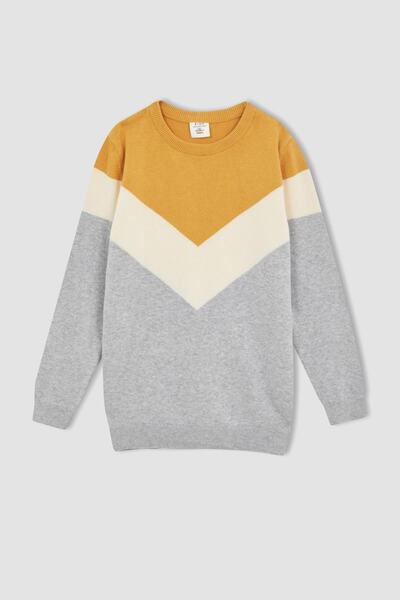 DeFacto Boy's Crew Neck Cotton Sweater