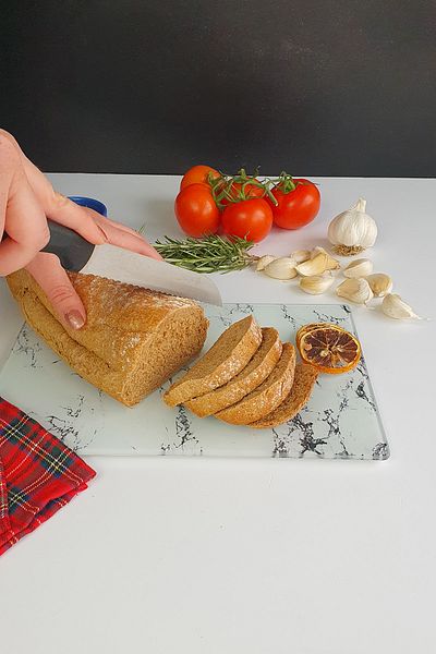 Decorita White Marble Look |   Glass Cutting Board - Glass Cutting Board |   20cm X 30cm