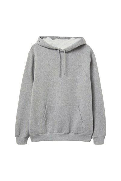 LEONE Siyah-gri Oversize Kapüşonlu Swetshirt