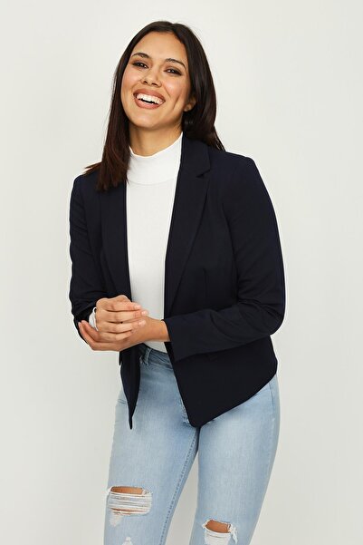 Select Moda Blazer de damă bleumarin cu închidere cu un singur nasture