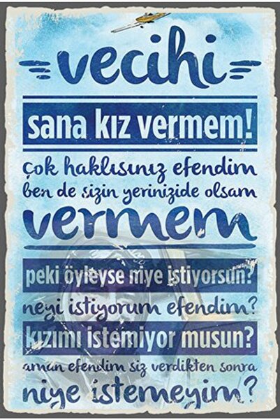 hediyeniburadabul Ρετρό Ξύλινη Αφίσα Vecihi: Θα σου δώσω μια κοπέλα