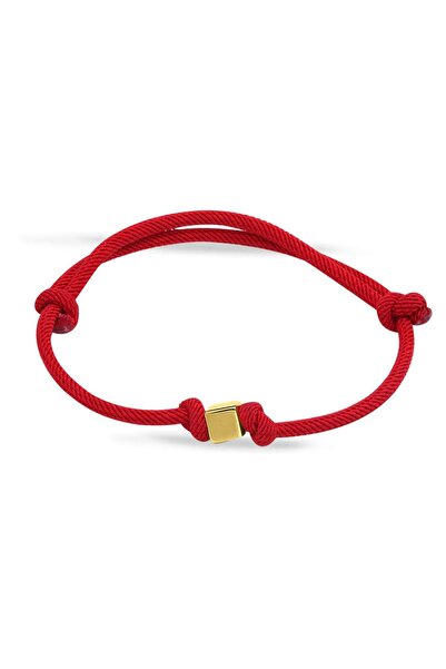 LİLAK KUYUMCULUK 14 Ayar Altın Kırmızı Ipli Küp Bileklik