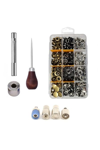 tuhafiyecimiz 75 Pieces 15mm Boxed Stainless Snap Making Set - Attachments, We And 75 Sets Stainless Snaps