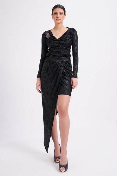Balizza Blz- Snake Pattern Long Slit Mini Skirt
