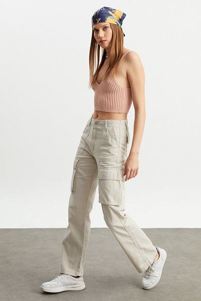 ZDN JEANS W1667 Beige Cargo Pants