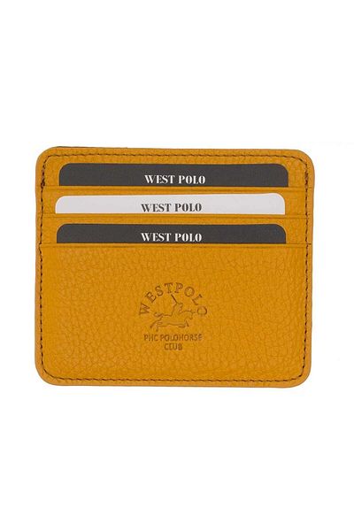 By Hakan West Polo 49 Γνήσιο Δερμάτινο Unisex Cardholder Mustard