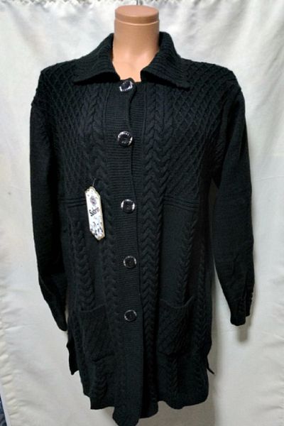 GÜZEL KAMAN Mother Knitwear Black Front Buttoned Long. Sweater 3XL Tight Useful