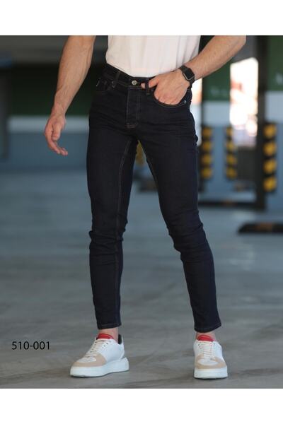JACK CAPRİO Мъжки тъмносини дънки Slim Fit - Ликра