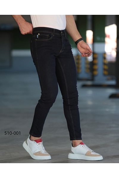 JACK CAPRİO Мъжки тъмносини дънки Slim Fit - Ликра