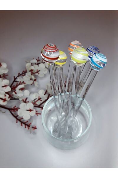 nazarboncuğu El Yapımı Figürlü Cam Çay Kaşık Seti -glass Teaspoon