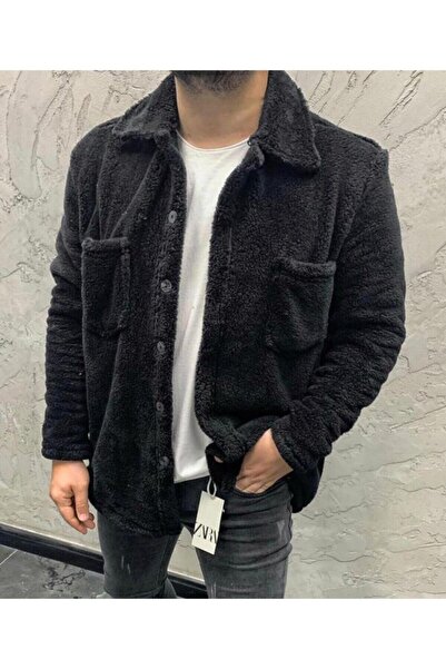 Baycombine35 Ανδρικό βελούδινο μπουφάν με μαύρα κουμπιά με λεπτομέρεια τσέπης