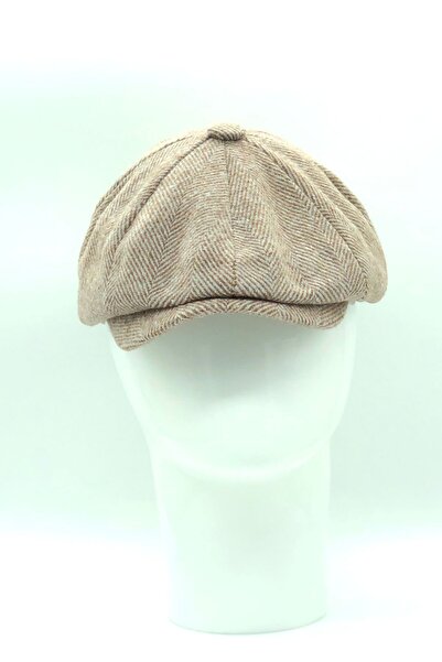 Hoppe Kışlık Yünlü Bej Balıksırtı Desenli 8 Parçalı Ingiliz Stili Peaky Blind...