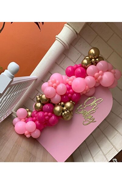 Lema Store 50 Adet Balon (10 GOLD 20 PEMBE 20 FUŞYA) Konsept Doğum Günü Parti