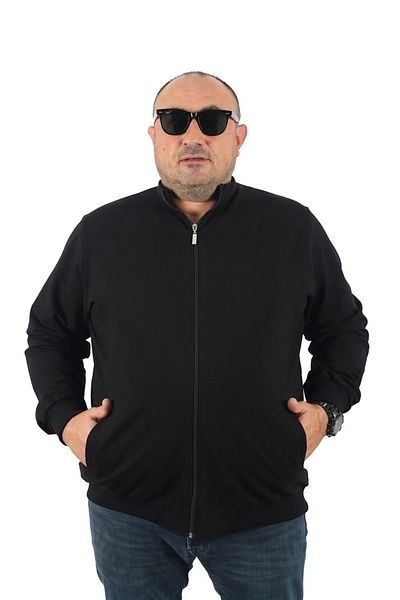 MocGrande Φούτερ με φερμουάρ Basic Seasonal Plus Size 22750 Μαύρο