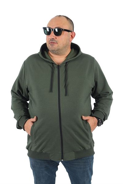 MocGrande Μεγάλο μέγεθος Basic Seasonal Sweat με φερμουάρ με κουκούλα 22751 Khaki