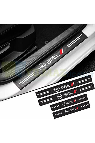 yılmazetic Opel Karbon Arma Logo Karbon Kapı Eşiği Koruma Araba Etiket Oto Sticker Yapıştırma Çıkartma 4 Parça