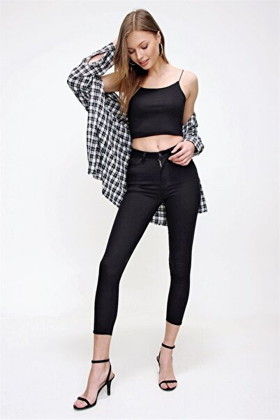 LAMİRA Чорні жіночі джинси скінні з високою талією і вузькими штанинами