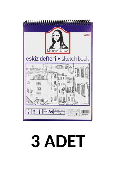 Südor 3 Pieces Mono Lisa A4-120 Gr Spiral Sketch Book 50 Yp