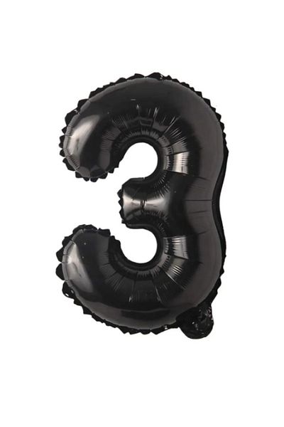 LOTUS PARTY 3 Number Black Foil Balloons ( 76 Cm - 34 Inch )