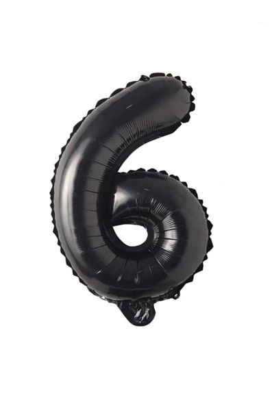 LOTUS PARTY 6 Number Black Foil Balloons ( 76 Cm - 34 Inch )